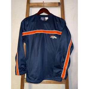NFL Pro Tuff Denver Broncos Navy Blue Orange Stripe Jersey Shirt Boys L 14-16